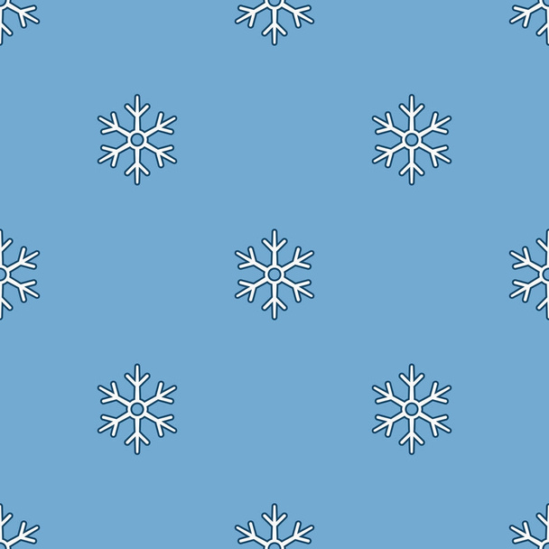 Patrón de copos de nieve blancos sin costura vectorial sobre fondo azul
 - Vector, Imagen