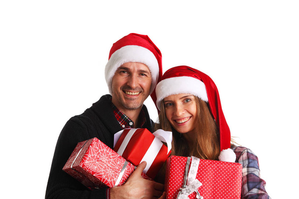 Couple with christmas gifts - Zdjęcie, obraz