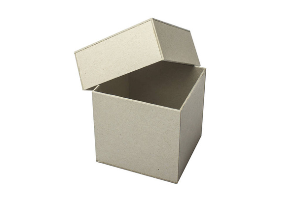 An open box of cardboard for the presentation of your design. Object on white background. Isolate - Zdjęcie, obraz