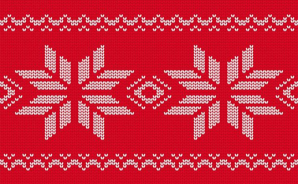 Christmas knitted seamless pattern. Jacquard border vector. - Vetor, Imagem
