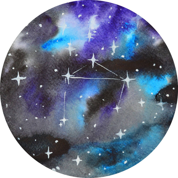  Constellation Libra watercolor circle - Vector, Image