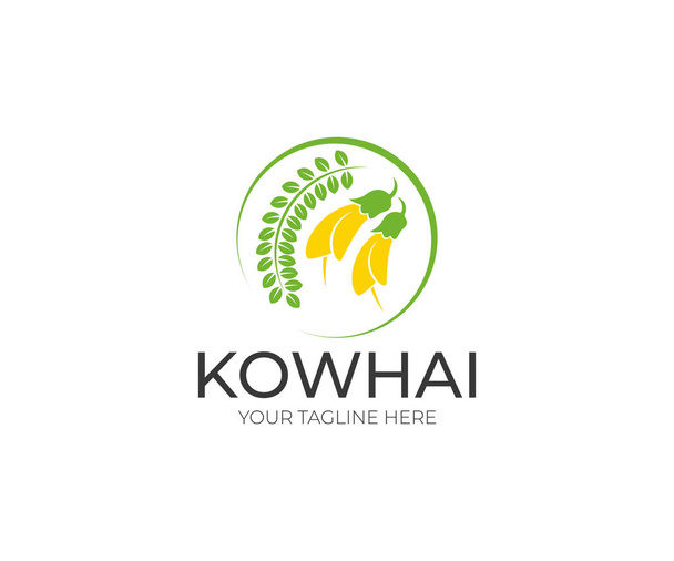 Kowhai Logo Template. Floral Vector Design. Plant Illustration - Vector, Image