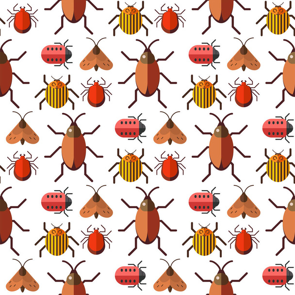 Insects bug vector seamless pattern bugs insects wallpaper cartoon design summer vector illustrtion - Vector, Image