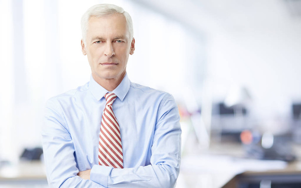 Senior financial consultant businessman standing in his office with arms crossed. - Photo, Image