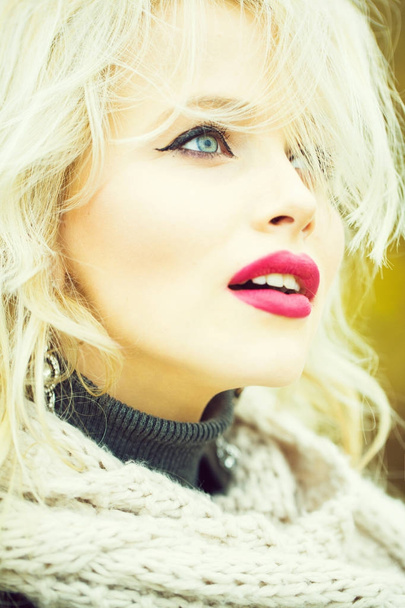 sexy pretty girl with red lips - Foto, Imagem