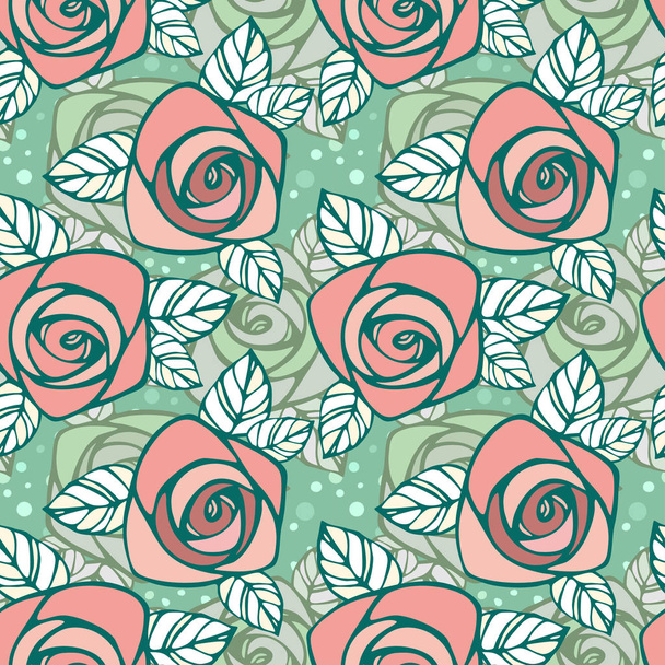 Seamless pattern with roses. Floral wallpaper - Vector, Imagen