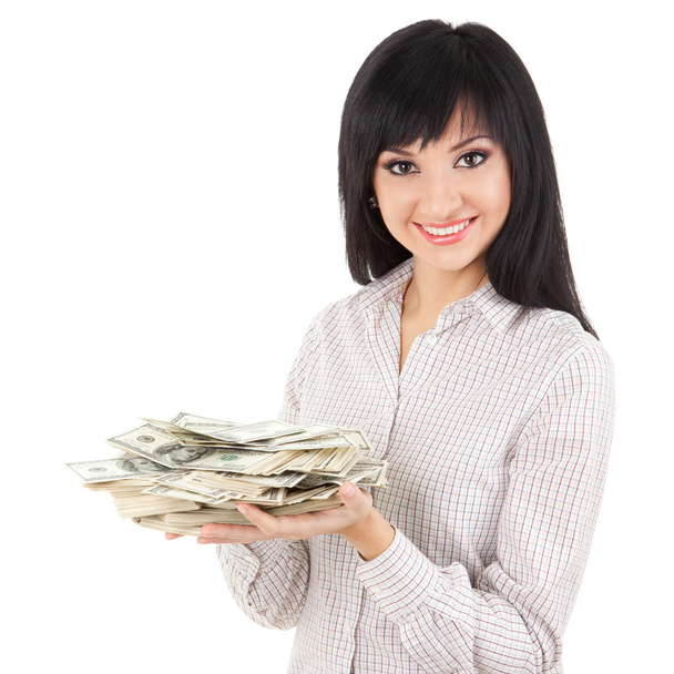 Young business woman with money - Foto, imagen