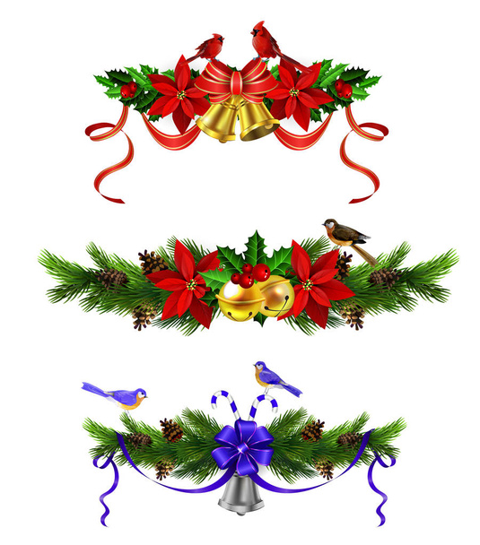 Χριστουγεννιάτικη διακόσμηση με φιόγκο - Διάνυσμα, εικόνα