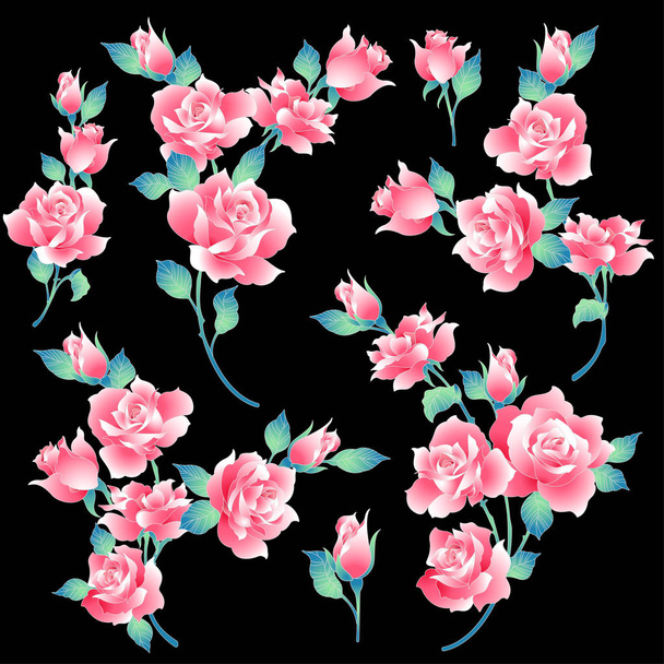 Roze bloem illustratie, ik maakte een mooie roos een paintingi werkte in vectoren - Vector, afbeelding