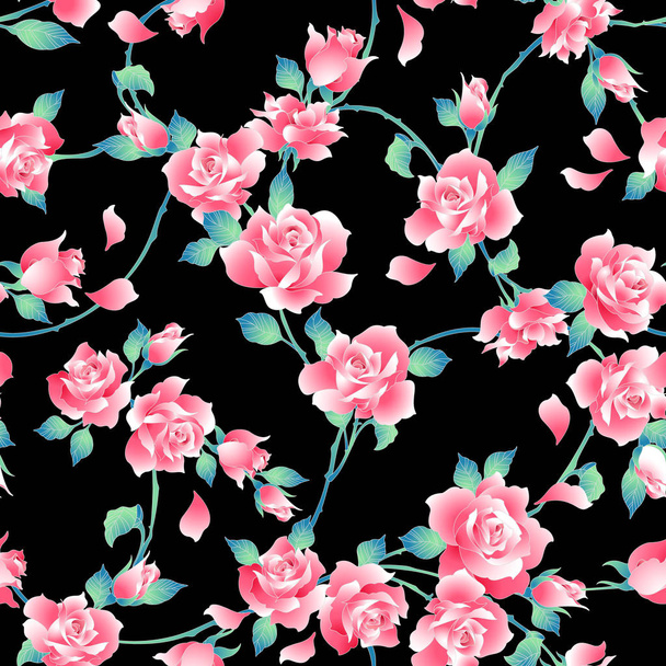 Rose illustration pattern.I designed a roseI worked in vectorsThis painting continues repeatedly seamlessly - Διάνυσμα, εικόνα