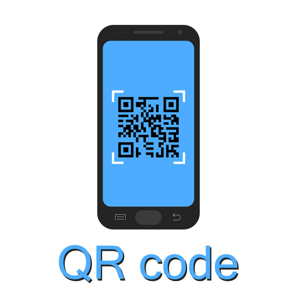 QR код в мобильном телефоне. Сканирующий код
 - Вектор,изображение