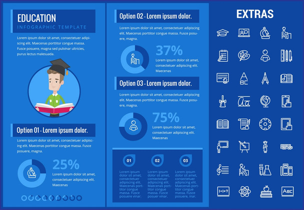 Education infographic template, elements and icons - Wektor, obraz
