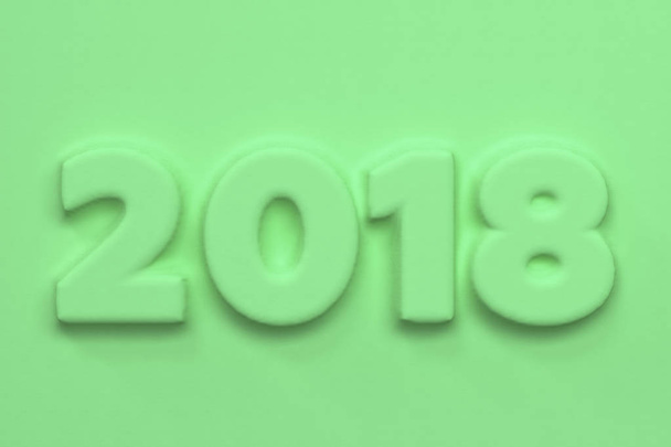 Green 2018 number bas-relief - Foto, imagen