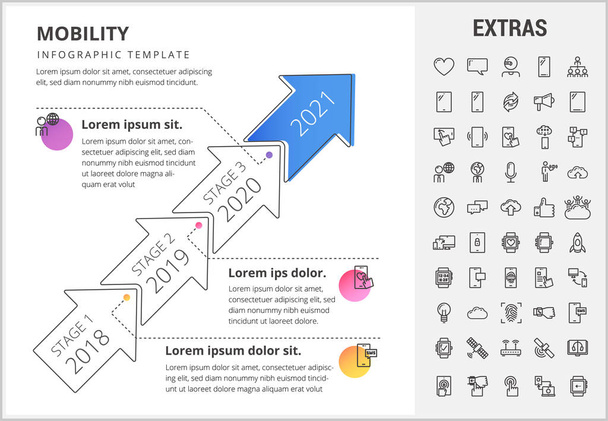 Mobility infographic template, elements and icons. - Vektör, Görsel