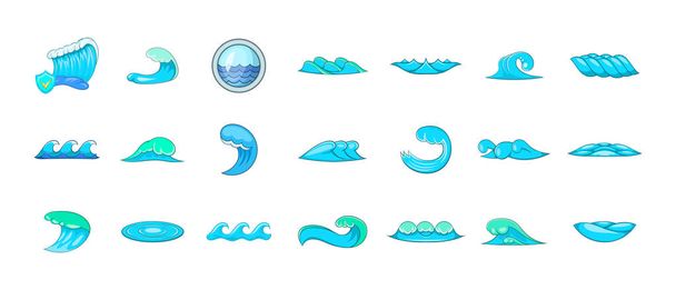 Conjunto de iconos de onda, estilo de dibujos animados
 - Vector, Imagen