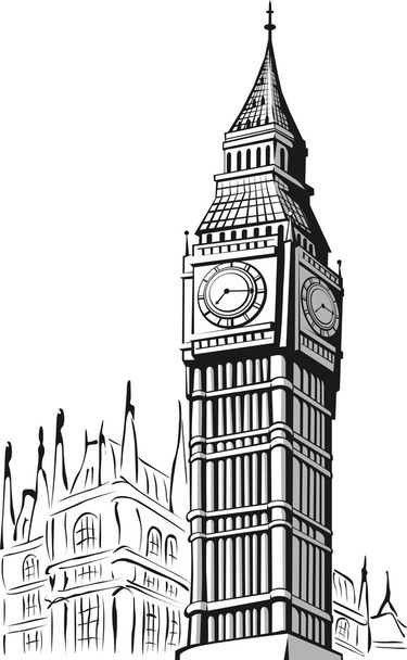 Эскиз лондонского Биг-Бена
 - Вектор,изображение