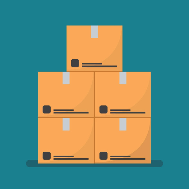 Flat style Cardboard boxes - Vector, Image