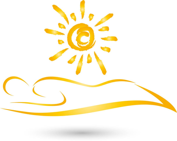 Persoon en zon, zonnestudio, solarium logo - Vector, afbeelding