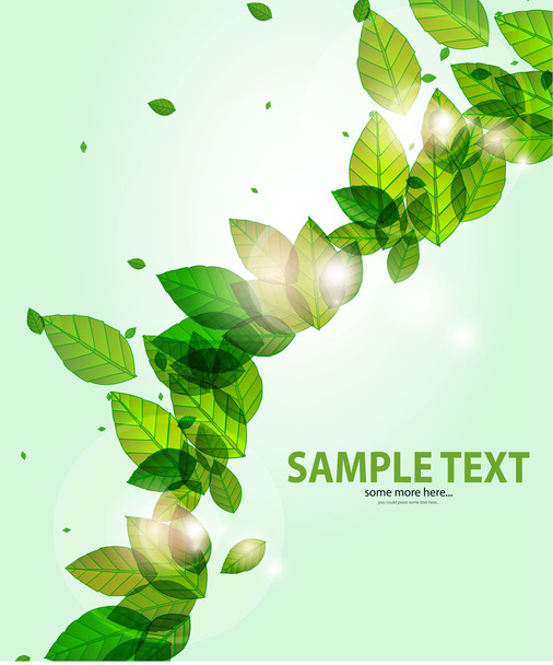 Green leaves shiny background - Vector, imagen
