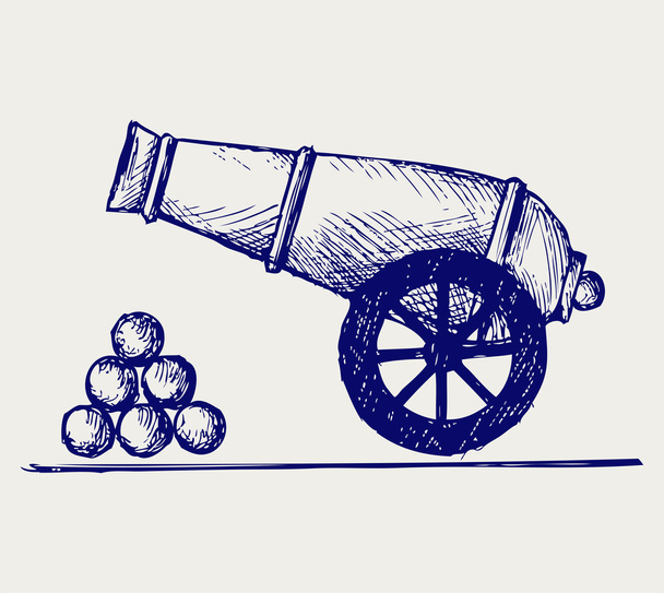 Cannon. Doodle style - Vector, Imagen