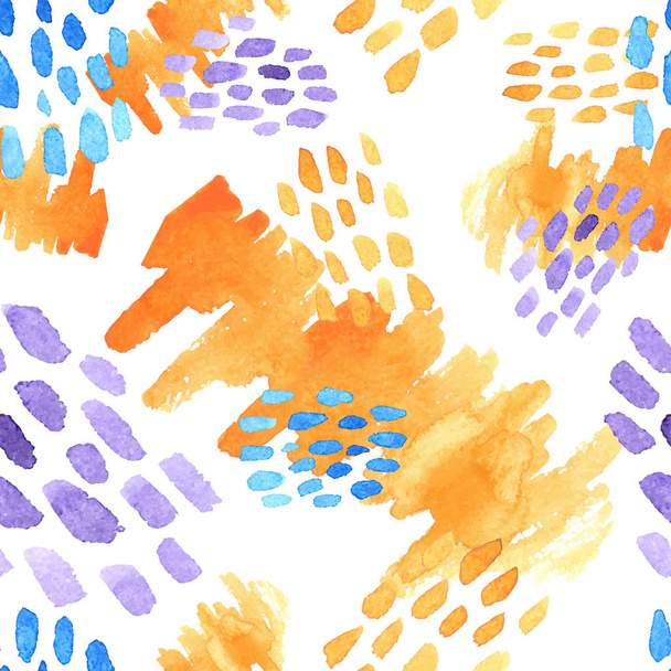 Abstract hand drawn brush strokes and paint splashes textures, seamless watercolor pattern - Вектор, зображення