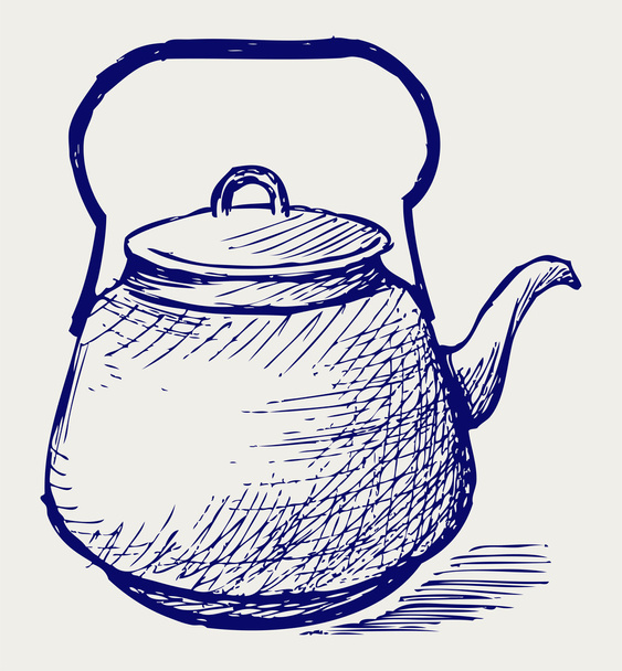 Vintage metal kettle - Διάνυσμα, εικόνα