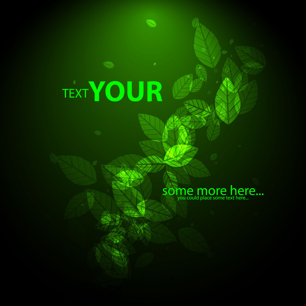Светящиеся зеленые листья фона
 - Вектор,изображение