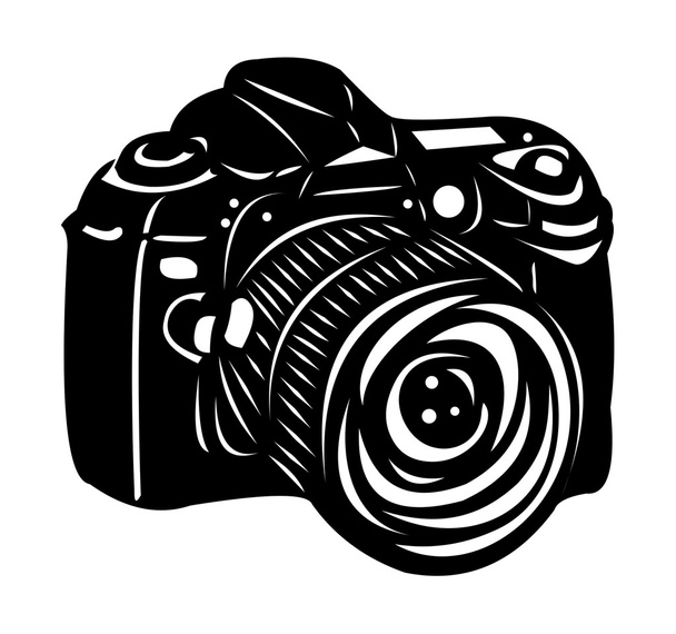 Black digital camera - Vector, Image