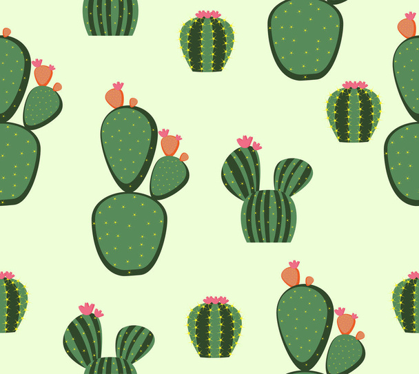 Cute Cactus green pattern - Vector, Image
