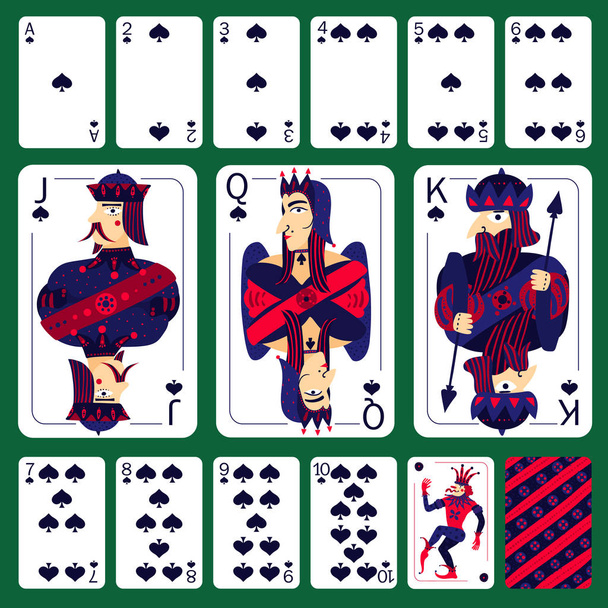 Poker Playing Cards Spade Suit  Set - Vector, Image