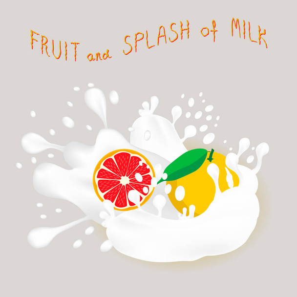 Векторная иллюстрация для спелых фруктов красный грейпфрут
 - Вектор,изображение