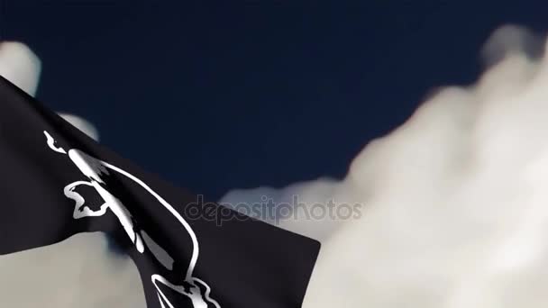 Kalóz zászló animáció a felhős ég háttere - Felvétel, videó