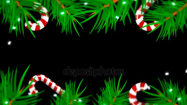 Рождественская рамка на черном фоне. Абстрактный пейзаж с бранчем, свечами и огнями
 - Кадры, видео