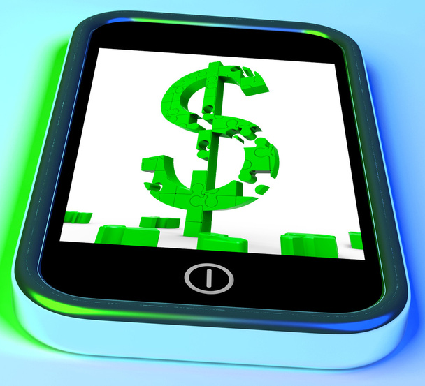 Dollar Symbol On Smartphone Shows United Stated Earnings - Фото, зображення