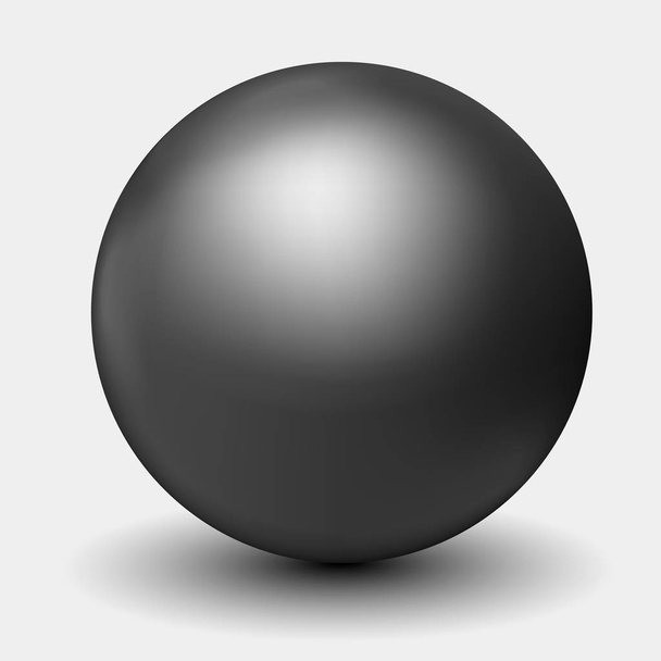 影と反射は、白い背景で隔離の現実的な黒真珠のベクトル イラスト - ベクター画像