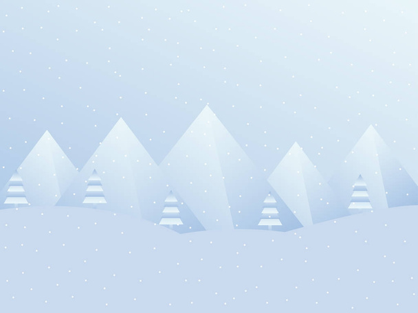 Zimowy krajobraz z górami. Tło uroczysty na Boże Narodzenie, nowy rok. Ilustracja wektorowa - Wektor, obraz