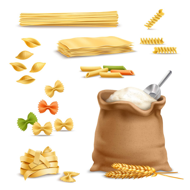 Harina de espiguillas de trigo de pasta realista
 - Vector, Imagen