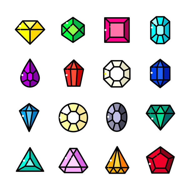 Thin line Gems icons set - Vector, imagen