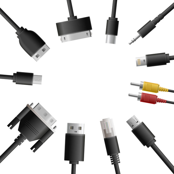 Multimedia Cables Round Composition - Vector, Image