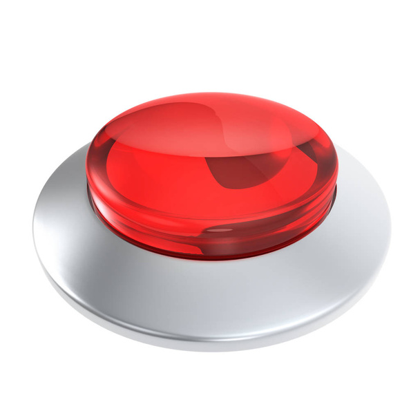 Red glass button with metal frame - Фото, зображення