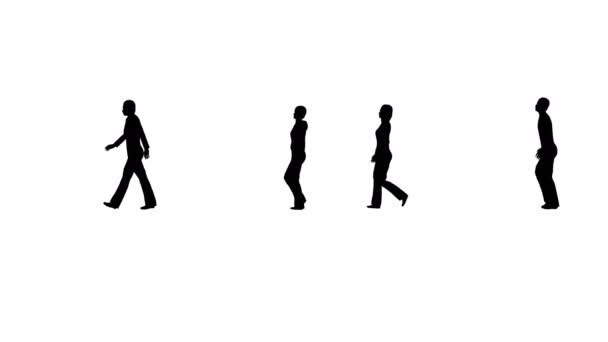 Silhouette People in crowd walking - Footage, Video