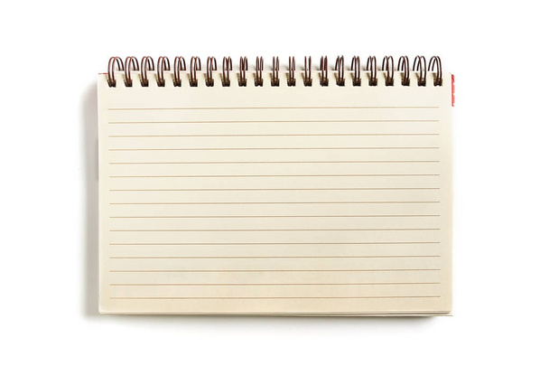 Notebook em branco ou bloco de notas com papel guia de linha sobre fundo branco
 - Foto, Imagem