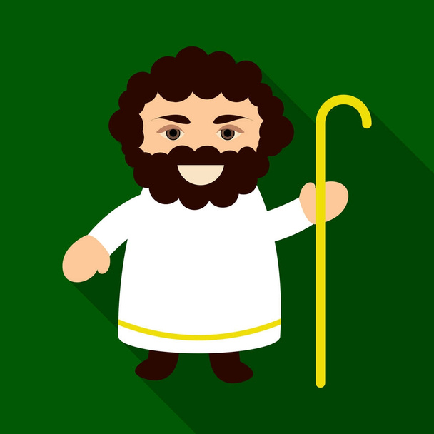 Lapos ikon-val árnyék ember Pásztor - Vektor, kép