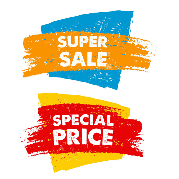 super vendita e prezzo speciale in banner disegnato, vettore
 - Vettoriali, immagini