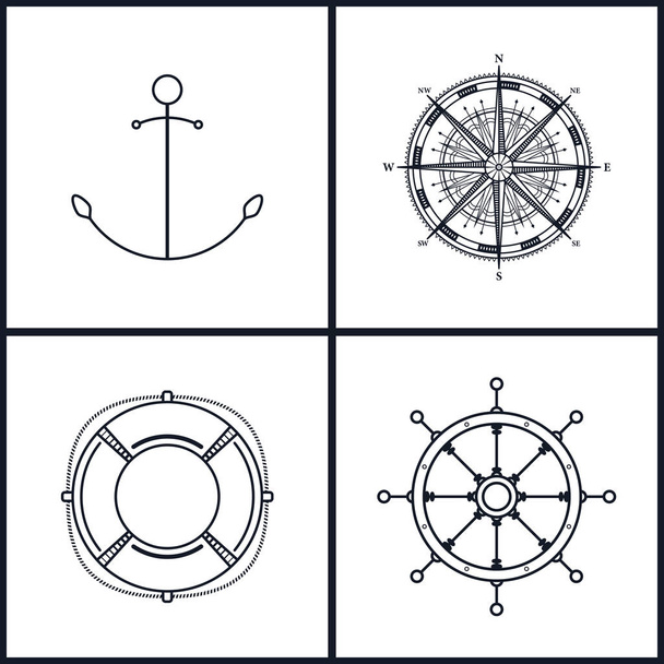 Set of maritime icons, vector illustration - Vector, Image