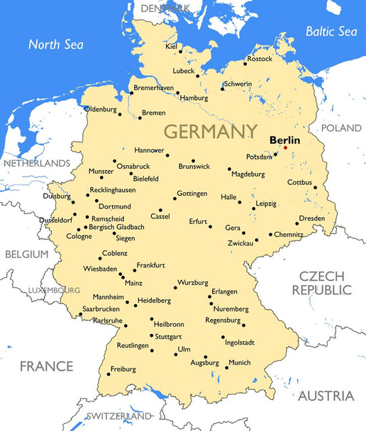 Germany map | Vector detailed color Germany map - Vector, Image