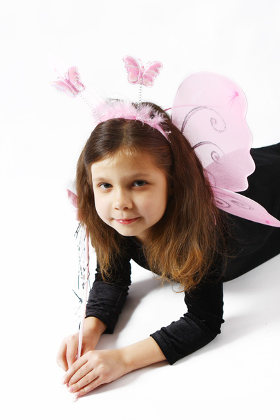 Beautiful girl in a fairy costume with butterfly wings - Foto, Imagen