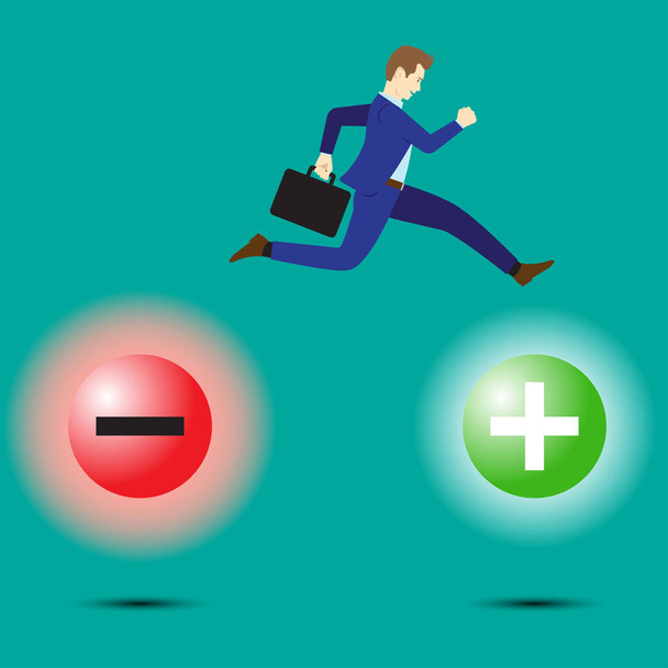 Businessman Jumping To Positivity - Vector, Image