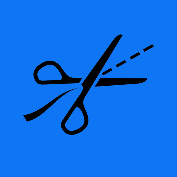 Scissors with cut lines - Vector, Image