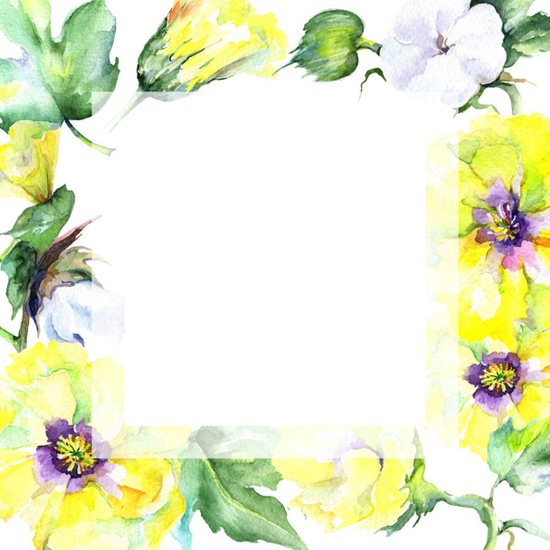 Wildflower eustama flower frame in a watercolor style. - Photo, Image